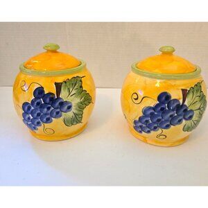 Vintage Waccamaw Pottery Cannisters Made in Portugal Set of 2  Kitchen